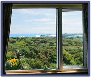 View from bedroom window of Rush Lake House